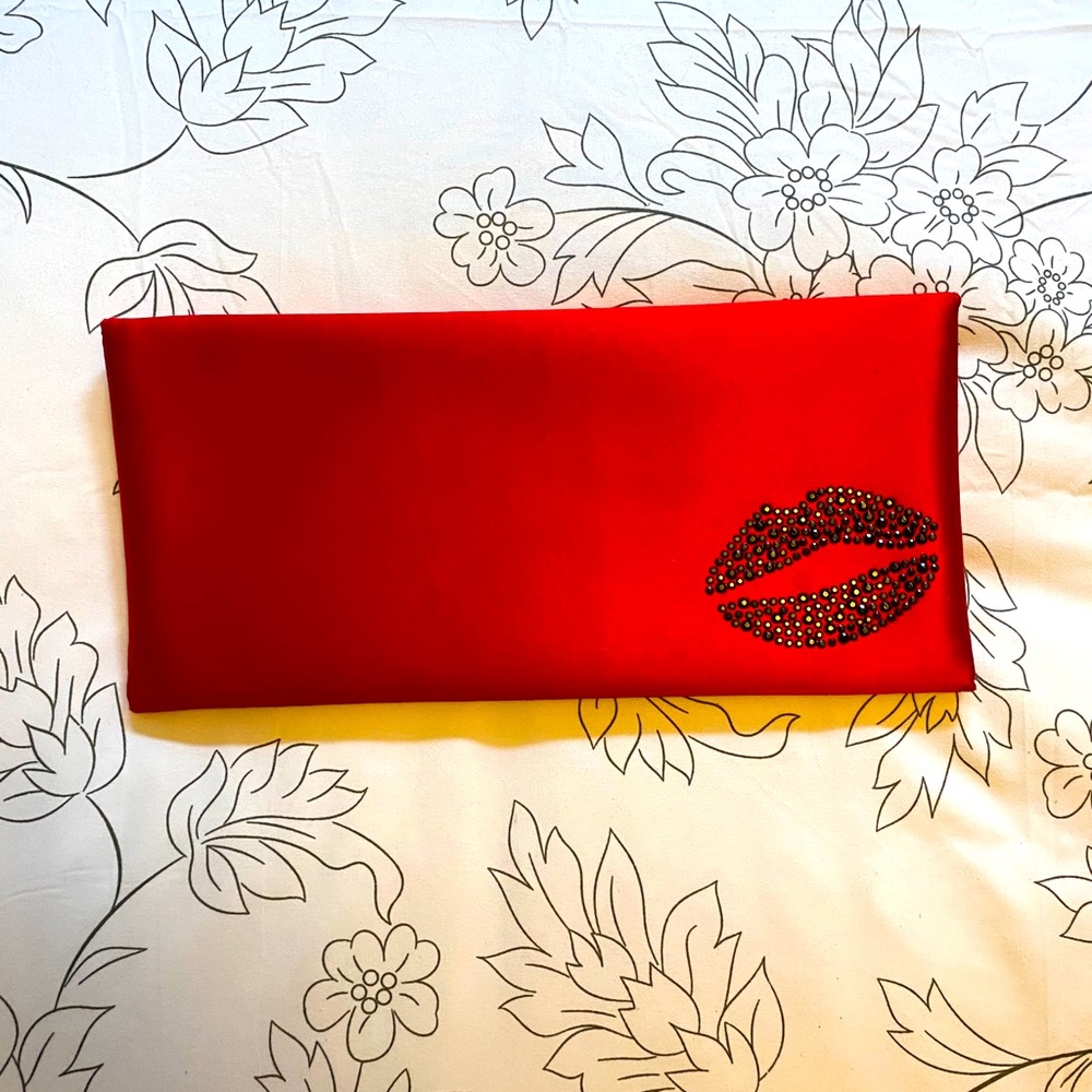 NWT BCBG red satin clutch